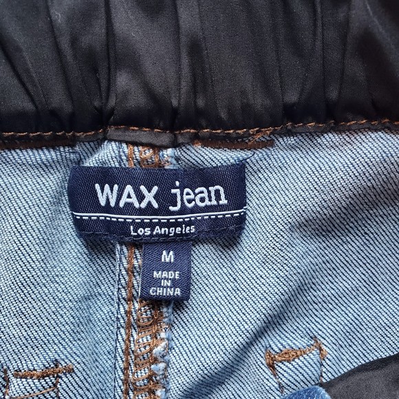 Women's High Waisted size M paperbag elastic with tie waist Denim jeans Shorts - Picture 4 of 11